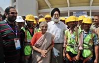 Delhi-Chief-Minister-Sheila-Dikshit-tours-a-Commonwealth-Games-venue